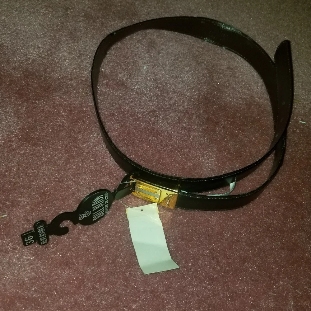 Bill Blass Black Faux Leather Belt 36 NWT